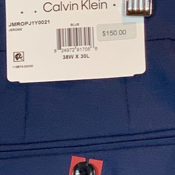 Calvin Klein Jerome Slim Fit 100% Wool Suit Pants Trousers - Blue -size 38W  30L - Picture 5 of 7